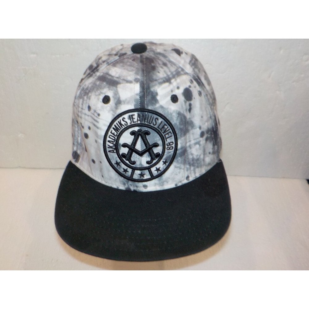 Akademiks Jeanus Snapback Black Gray White Tie Dye Snapback Hat Ball Cap OSFM